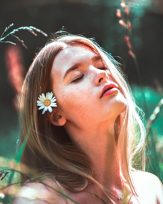 picture of a woman enjoying in the sun