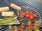 Food on a fire pit grill